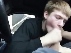 Blond Twink Gives Oral To Friend In His Car porn