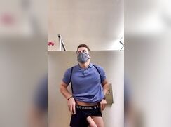 Shy Jock Jerks Big Cock In Public Toilet and Uses Fleshlight porn
