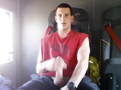 Fireman Strokes His Big Hose In Fire Truck porn