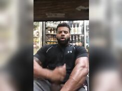 Horny Muscle Guy in Liquor Shop