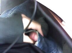 under the school desk in hole of jeans