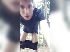 Cute.Blond Boy Jerks off in the woods gay porn boys