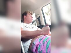Intense Big O in the Car - Big Cum Shoot Boys Porn