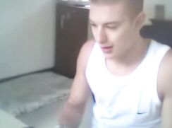 Classic teen webcam wanker Chris Monk shoots a big load