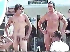 Nude boys in the pool