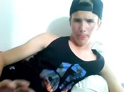 A Beautiful Blond Dutch Twink Masturbates, And Ejaculates On His Belly .