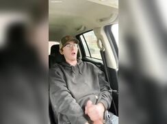 Big Cum Splash in Car by Gay Nerd Twink Porn