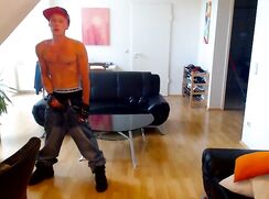 Skaterboy smokes & shoots a big load