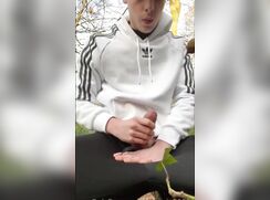 Horny in Adidas and jerk off in the Wood and more boys porn