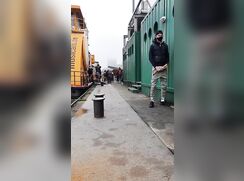 German jerk off in crowded harbor
