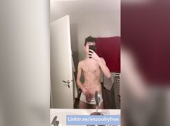 A student with a Huge dick jerks off while his parents aren't home