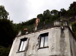 Crazy Naked Boy Diving and Peeing