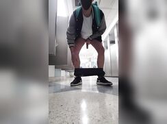 [ABX][232] - Jacking off and cumming... Chicago airport bathroom