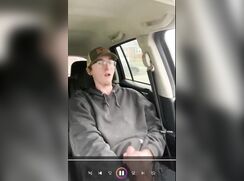 Gay Nerd with cap and glasses Jerks and cums in his car 505
