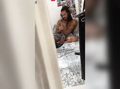 My roommate jerks off and cums