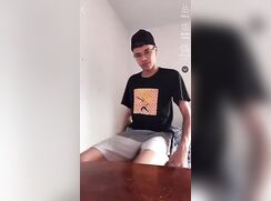 Hot Brazilian showing huge dick on chair