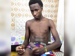 SUPER CUTE BLACK BOY CUMS FOR YOU