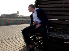 [ABX][407] - Guy masturbates on the promenade in the city center