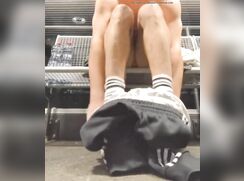 Risky naked at the train station