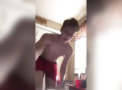 Str8 blond shoots all over his room