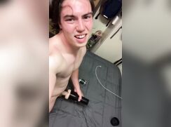 College teen working out in his dorm