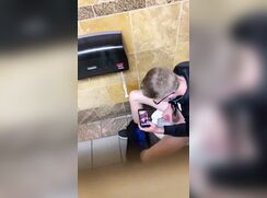 Geek in the Next Stall Jerking Off