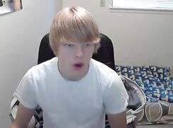 Twink with 3 balls jerks and cums strip porn