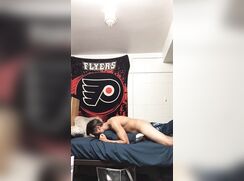 College Dorm Dude humps Pillow thinking of Axel