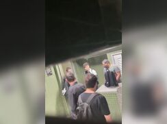 masturbating in a group in the bathroom