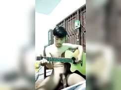 Hung Asian plays guitar nude  no cum 213
