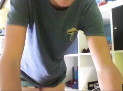 Blond wanking in his room