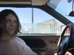 Horny Longhaired WANK on CAR