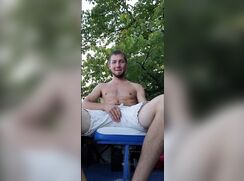 Gay Dude in a boat, on a lake, gets naked and cums 304