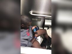 Black Jerking off and Cumming in a Bathroom Stall 283