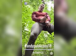A guy cumming in the woods. What beautiful legs he has!