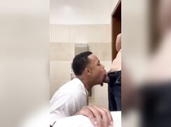 Interracial BJ in Mens Room and Twink Cums Porn