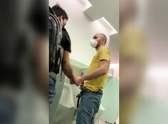 Yellow Shirt gets BJ in Mens Room no cum 320