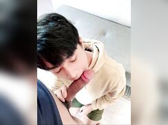 cute asian licks dick deliciously
