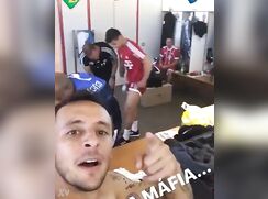 footy lads in locker room