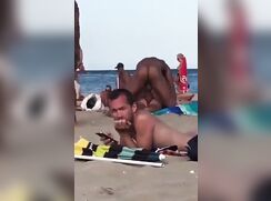 Double Ass Fuck on Public Beach