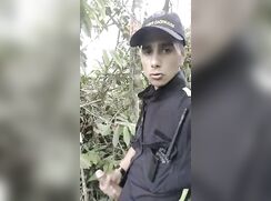 Selfie Twink Jerks Off and Cums Outdoors 216