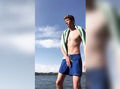 Big Cock Twink Jerks and Cums by the Lake 294