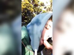 Deep Thoated BJ in Park by Twink in Hoody and gets Cum on his face 250