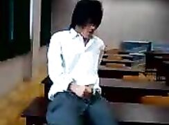 asian school student danger wank in classroom