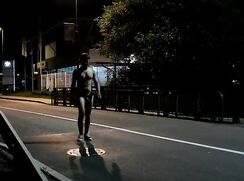 Walking naked on the night street