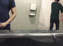 [T30]-[02] Jerk off in front of public toilet mirror and got caught