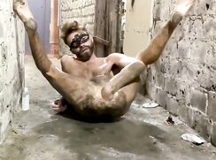 Dirty feet fisting in an alley
