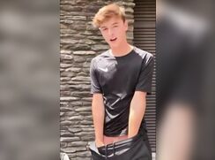 Teasing with hot sports equipment on the porch