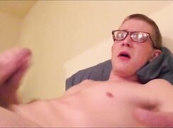 [ABX][1][368] - Hot boy with glasses comes on his stomach