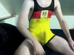 German Wrestler Boy Moans & Cums